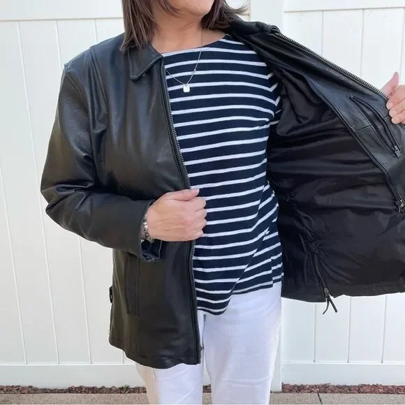 LEATHER MOTORCYCLE JACKET, HEAVY, UNISEX